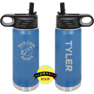 water bottle with etched logo