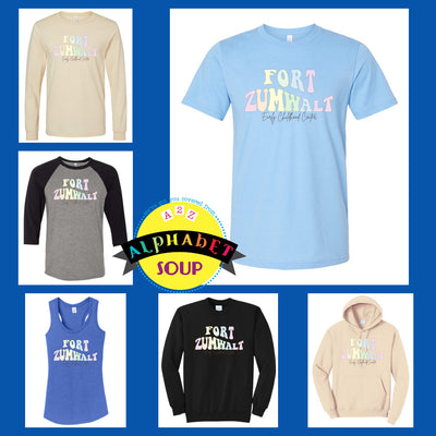 FZ ECC wavy letters Design on tees and sweatshirts