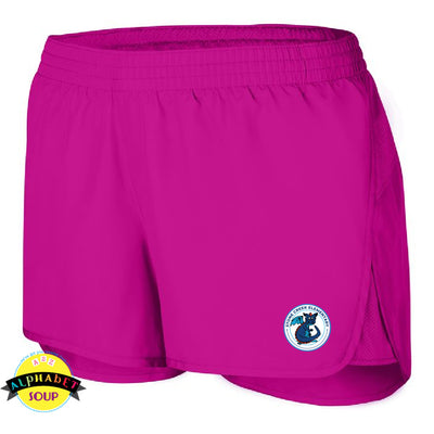 Ladies and girls wayfarer running shorts with the Stone Creek Elementary logo