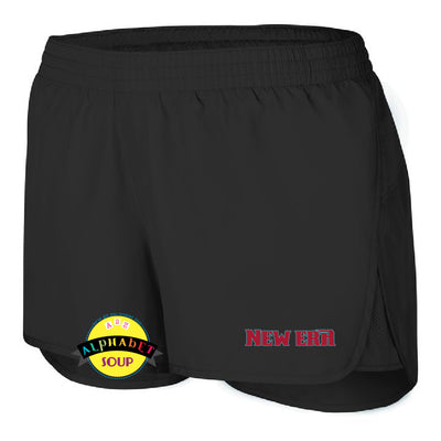 wayfarer shorts with new era logo on left side