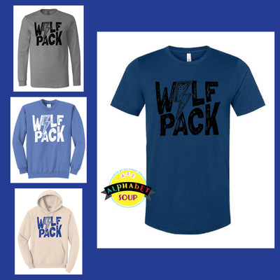 John Weldon Wolfpack Bolt design on tees and sweatshirts