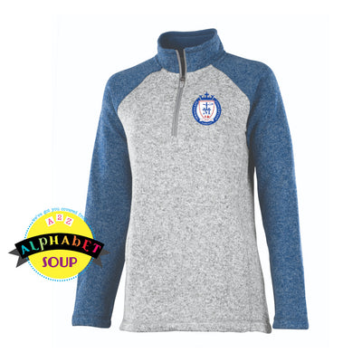 ICD Personalized 1/4 Zip Color Block Fleece grey and blue