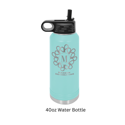 Initial Etched Water Bottle 40oz 