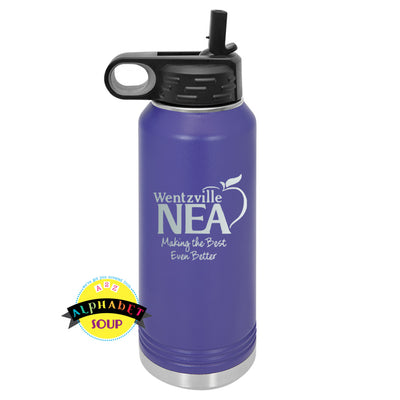 32oz JDS Etched Water Bottle with the Wentzville NEA logo 