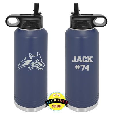 40oz Water Bottles with the Jr Wolves logo and name and number on the back