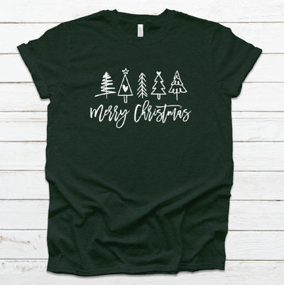 Merry Christmas  with Trees design T shirt