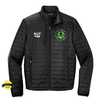 St Louis Lady Cyclones Hockey Logo on the Port Authority Puffy Jacket