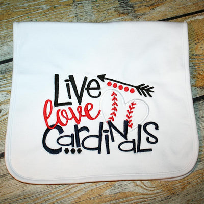 Live Love Cardinals Burp Cloth