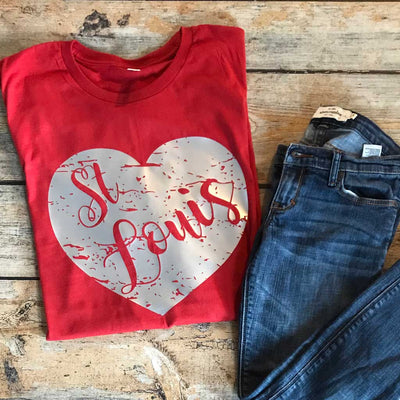 St. Louis Distressed Heart Vinyl Design Shirt