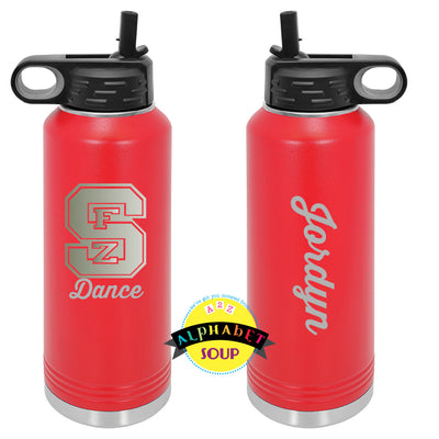 FZS Jr Bulldogs Dance Design on the JDS Etched Water Bottle 32oz