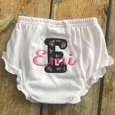 Applique Initial Ruffle Bloomers