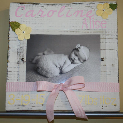 Baby Stats Frame with Pink