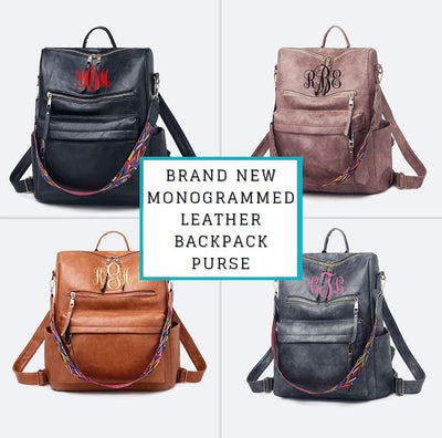 Leather Monogrammed Backpack Purse