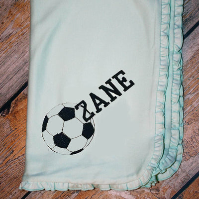 Embroidered Sports Ball and Name Baby Blanket
