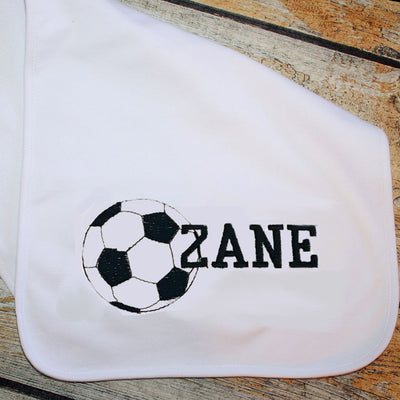 Burp Cloth with Embroidered Sports Ball and Name