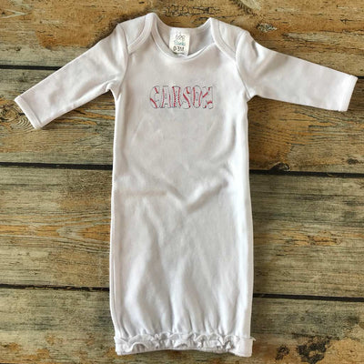Embroidered Baseball Name Infant Gown