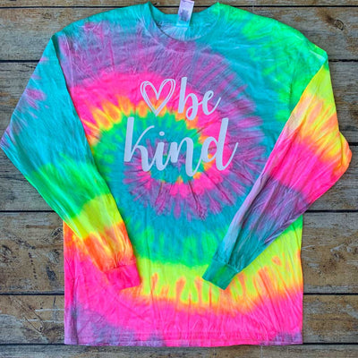 Be Kind Long Sleeve Tie-Dye Vinyl Design Shirt