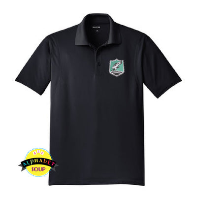 Black Youth Performance Polo with Fletcher Falcons logo