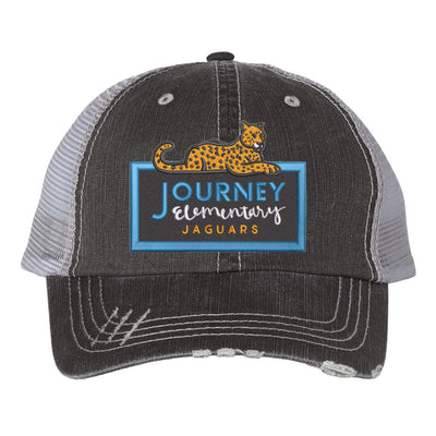 Journey  Elementary logo on black trucker hat