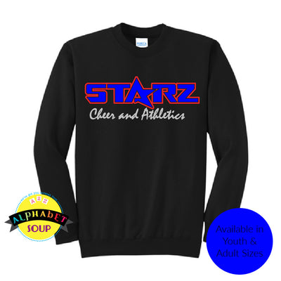 Black Crewneck Sweatshirt with STARZ logo across the chest in Vinyl