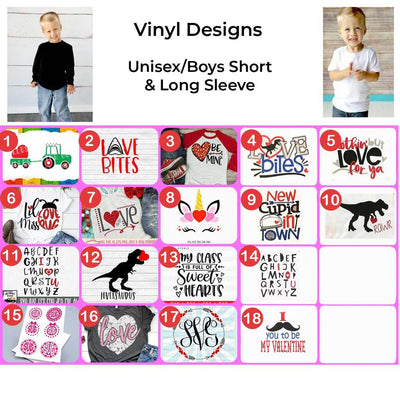 Boys/Unisex Valentine's Day Vinyl Design Shirts