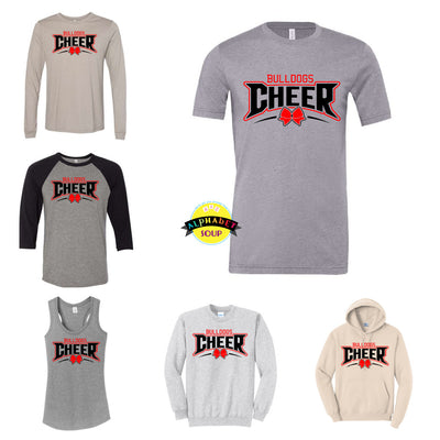 FZS Jr Bulldogs Cheer Outline design on a variety of apparel