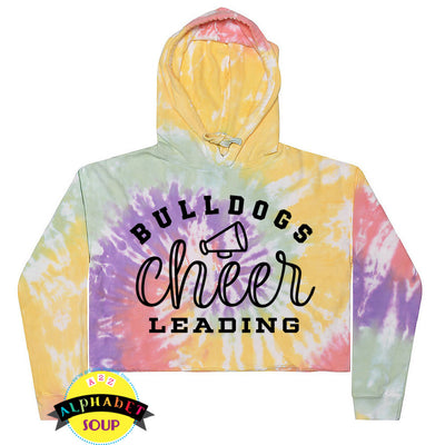 Colortone tie dye crop hoodie and FZS Jr Bulldogs Cheer Design