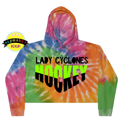 Colortone crop hoodie eternity tie dye and with the Lady Cyclones Hockey V design