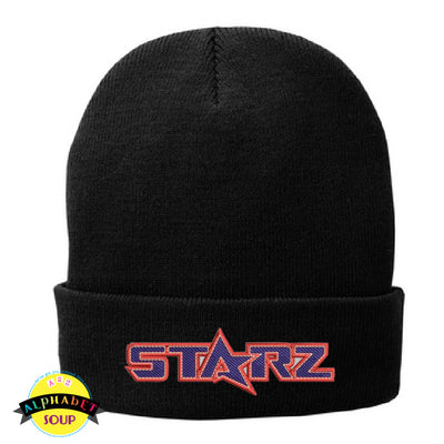 Port & Co lined fleece cuffed Beanie with the Starz logo embroidered on the cuff.