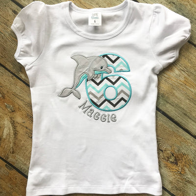 Embroidered Dolphin Birthday Tee