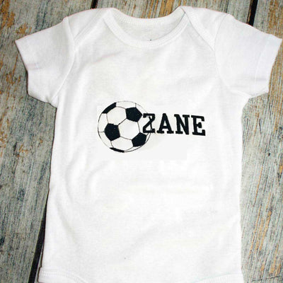 Embroidered Sports Ball and Name Bodysuit