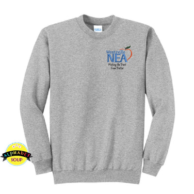 Port and Co Crewneck Sweatshirt with the Wentzville NEA Logo embroidered on the left chest