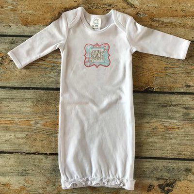 Applique with Embroidered Name/Monogram Infant Gown