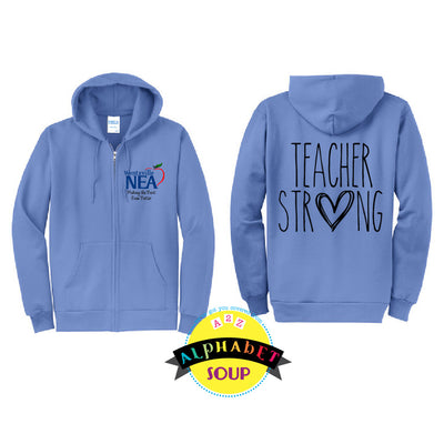 Port and Co full zip jacket with Wentzville NEA Logo on the front and teacher strong on the back!