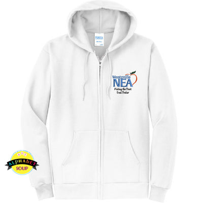 Port and Co full zip hooded jacket with Wentzville NEA logo embroidered on the left chest