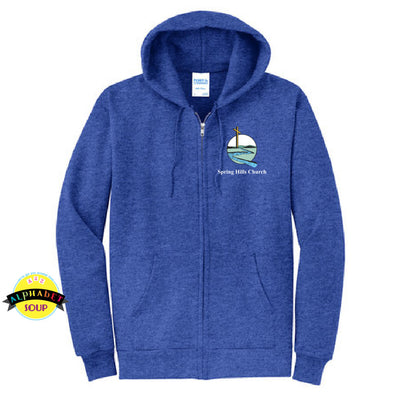 Port & Co. full zip hoodie with the Spring Hills Church Logo