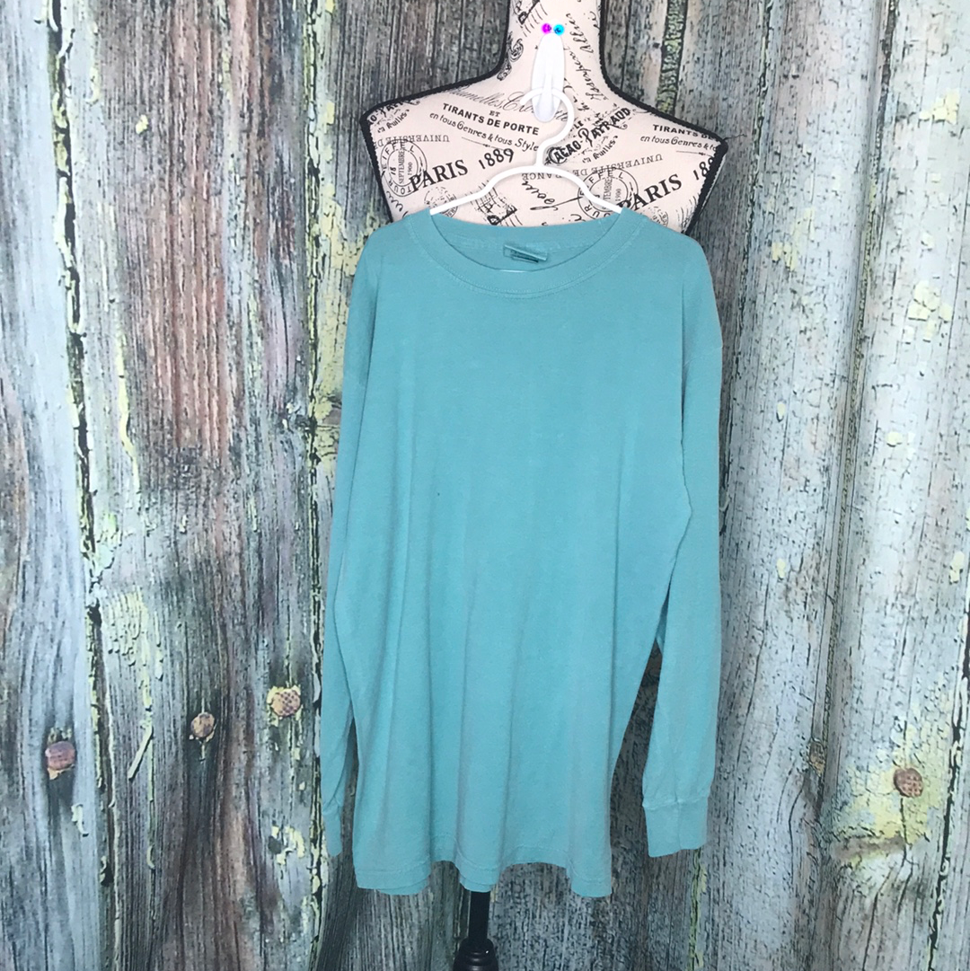 Comfort Colors teal long sleeve Tshirt size youth XL Alphabet Soup