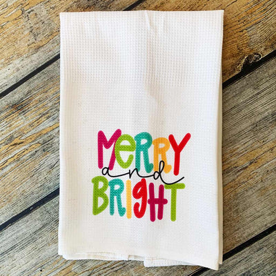 Sublimated Merry and Bright Hand Towel