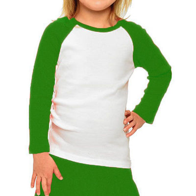 Personalized Toddler & Youth Raglan Tee - White & Green