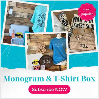 Monthly Monogram Subscription Box and Personalized Tee