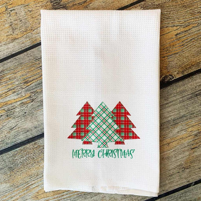 Sublimated Vintage Plaid Merry Christmas Hand Towel