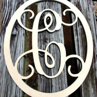 Oval Initial Wood Hanging Unfinished