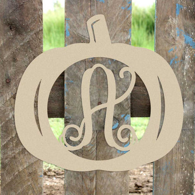 Pumpkin Initial Wall Hanging Unfinished