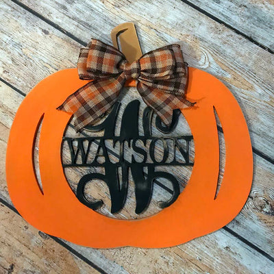 Wood Pumpkin with Name and Initial Hanging