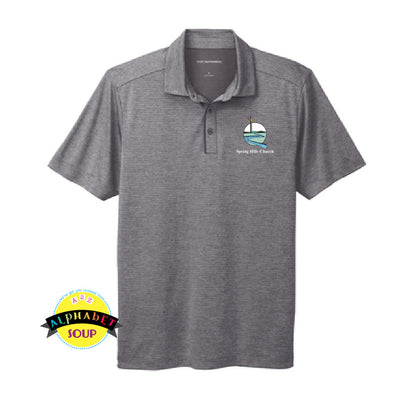 Port Authority Grey Shadow Polo With the Spring Hills Church logo