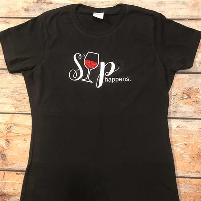 Sip Happens Vinyl Design Shirt