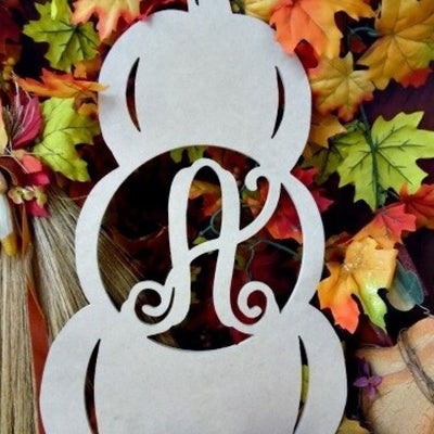 Stacked Pumpkin Initial Wall Hanging Unfinished