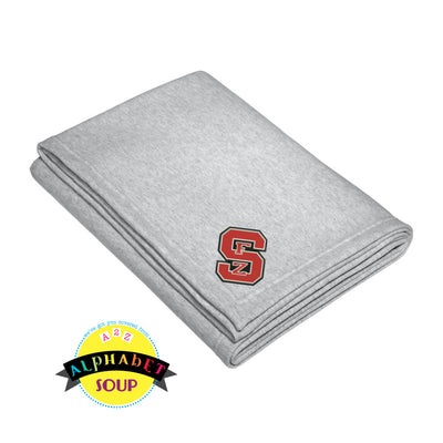 Port and Co Fleece Sweatshirt Blanket with the FZS Logo embroidered in the corner of the blanket.