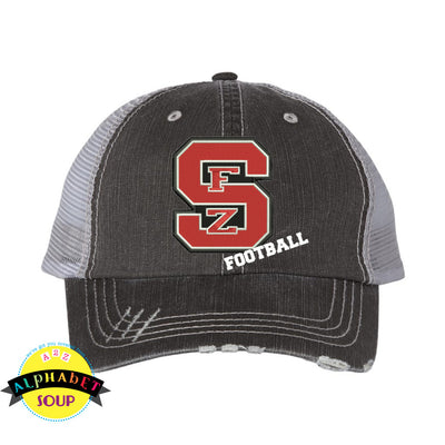 FZS Jr Bulldogs Football Design on a Black distressed Trucker Hat