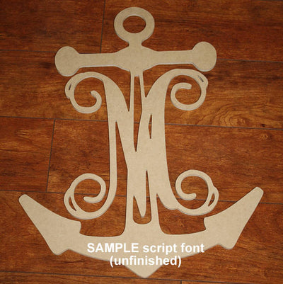 Anchor Initial Wood Hanging Unfinished
